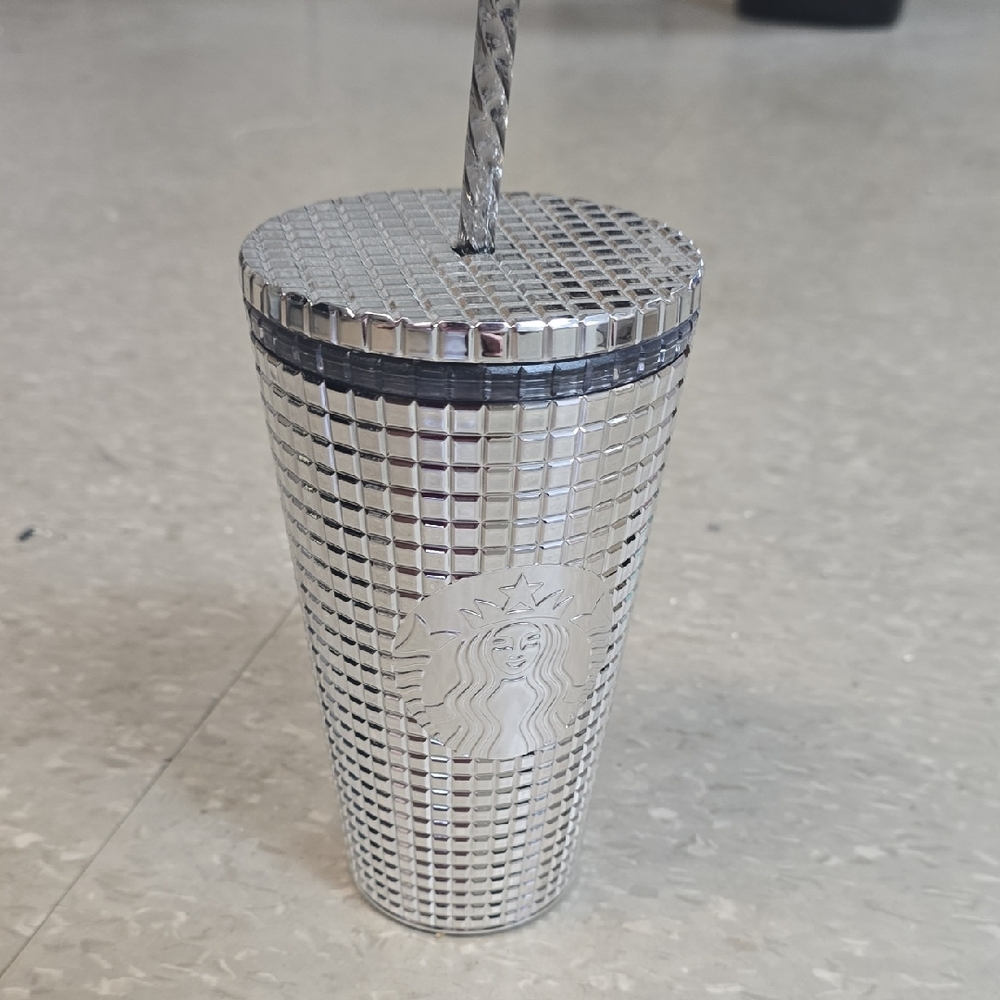 Starbucks Silver Tumbler with Straw
